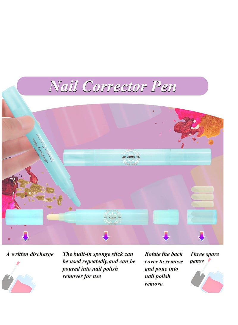 SYOSI 8 Pieces Nail Polish Corrector Pen Makeup Corrector Remover Pen Nail Polish Remover Pen Remover Mistakes Cleaner Nail Edge Cleaning Pen for Nail DIY Design or Salon Use (Green, Yellow, Pink, Purple) - Image 3