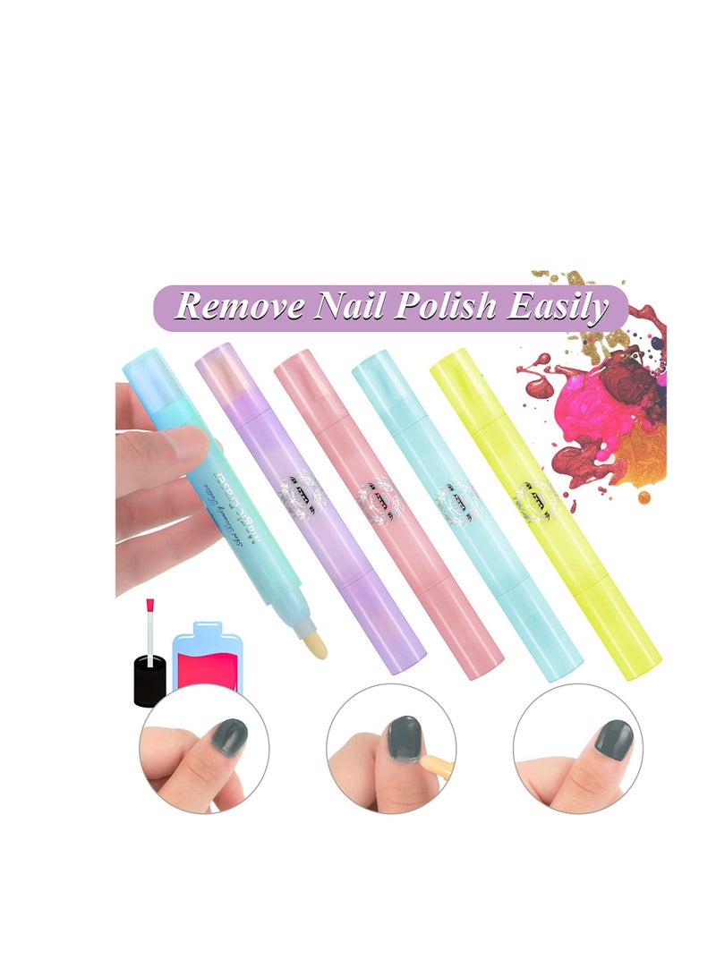 SYOSI 8 Pieces Nail Polish Corrector Pen Makeup Corrector Remover Pen Nail Polish Remover Pen Remover Mistakes Cleaner Nail Edge Cleaning Pen for Nail DIY Design or Salon Use (Green, Yellow, Pink, Purple) - Image 2