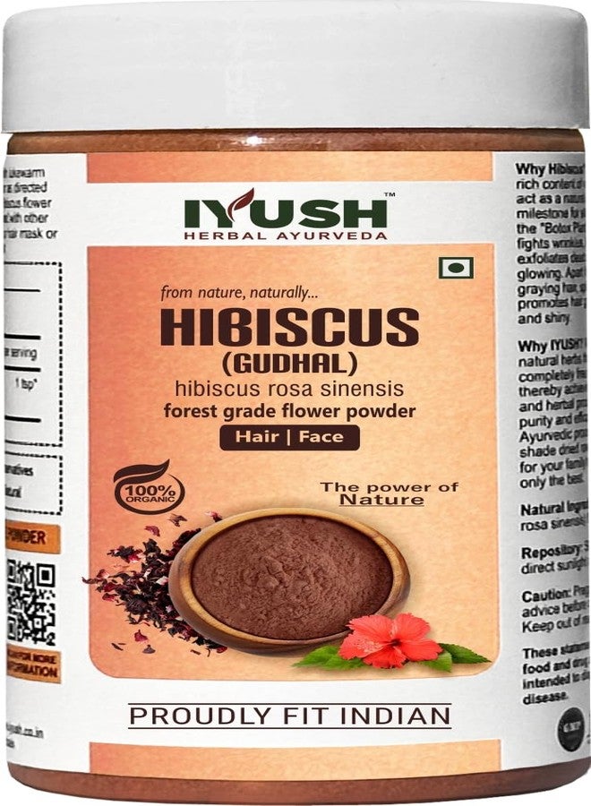 IYUSH Herbal Ayurveda Organic Hibiscus Flower Powder For Hair Growth | Gudhal Flower/Hibiscus Rosa-Sinensis Powder For Hair And Skin Care | - 100gm - Image 1