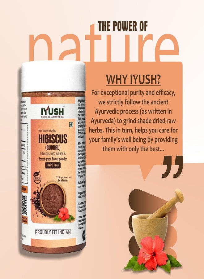 IYUSH Herbal Ayurveda Organic Hibiscus Flower Powder For Hair Growth | Gudhal Flower/Hibiscus Rosa-Sinensis Powder For Hair And Skin Care | - 100gm - Image 5