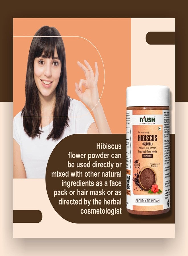 IYUSH Herbal Ayurveda Organic Hibiscus Flower Powder For Hair Growth | Gudhal Flower/Hibiscus Rosa-Sinensis Powder For Hair And Skin Care | - 100gm - Image 4