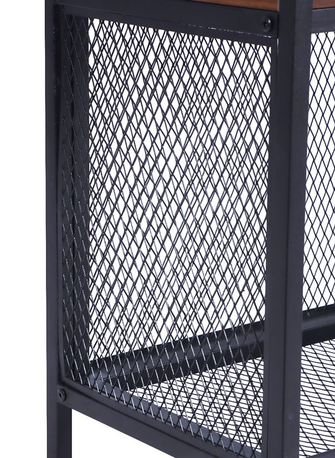 ebb & flow Straw Yellow and Black color Sideboard Cabinet, Kitchen Cabinet, Storage Cabinet with 2 wood shelves and 2 Iron mesh Doors Suitable for Living Room, Kitchen, Dining Room, Steel Frame, Industrial Style - Image 5