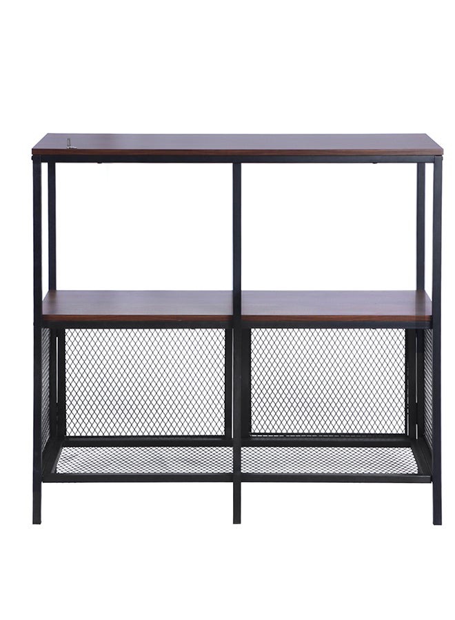 ebb & flow Straw Yellow and Black color Sideboard Cabinet, Kitchen Cabinet, Storage Cabinet with 2 wood shelves and 2 Iron mesh Doors Suitable for Living Room, Kitchen, Dining Room, Steel Frame, Industrial Style - Image 4