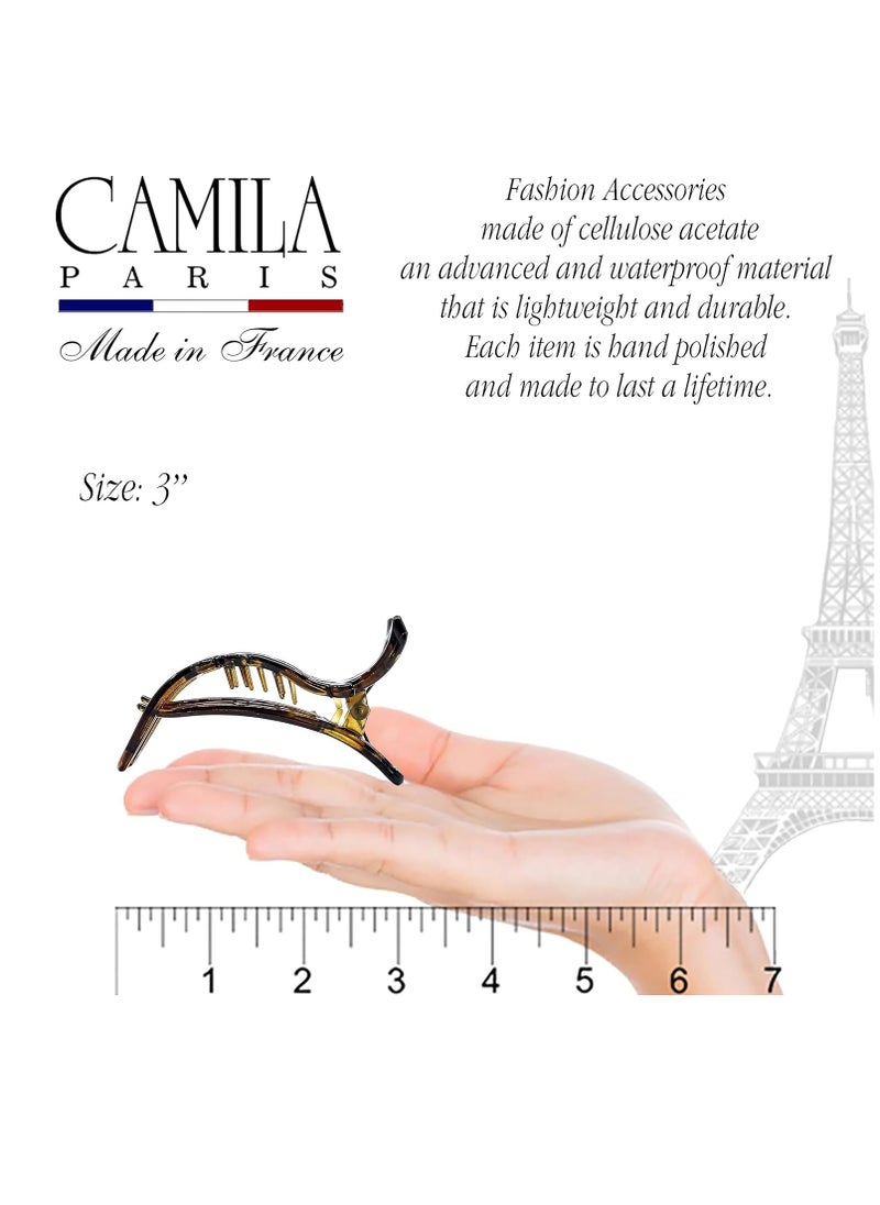 CAMILA - Camila Paris NV73 French Hair Clip for Women, Hair Side Clips, 3 inch Girls Hair Claw Clips Jaw Fashion Durable Styling Hair Accessories for Women, Strong Hold No Slip Grip, Made in France. Tortoise - Image 1