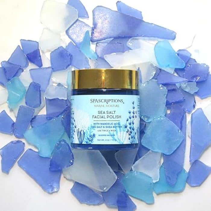 Spascriptions Marine Moisture Sea Salt Facial Polish, Exfoliating Facial Scrub, Salt Scrub to Exfoliate & Moisturize Skin, Deep Cleansing, Pore Refining, Softens, Detoxifies, Cleanses, 4 oz - Image 3