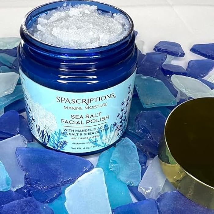 Spascriptions Marine Moisture Sea Salt Facial Polish, Exfoliating Facial Scrub, Salt Scrub to Exfoliate & Moisturize Skin, Deep Cleansing, Pore Refining, Softens, Detoxifies, Cleanses, 4 oz - Image 4
