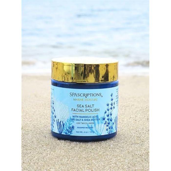 Spascriptions Marine Moisture Sea Salt Facial Polish, Exfoliating Facial Scrub, Salt Scrub to Exfoliate & Moisturize Skin, Deep Cleansing, Pore Refining, Softens, Detoxifies, Cleanses, 4 oz - Image 2