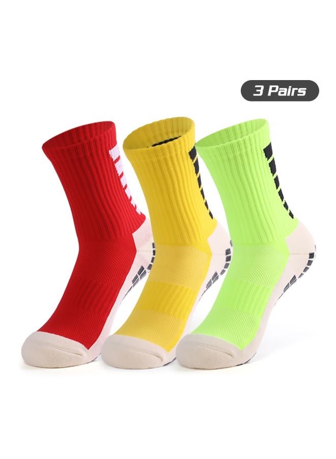 Halamodo 3 Pairs Kids Youth Grip Soccer Socks,Cushioned Non Slip Football Athletic Sports Socks with Shin Guard Sleeves,Grip Array Performance & Comfort - Image 2