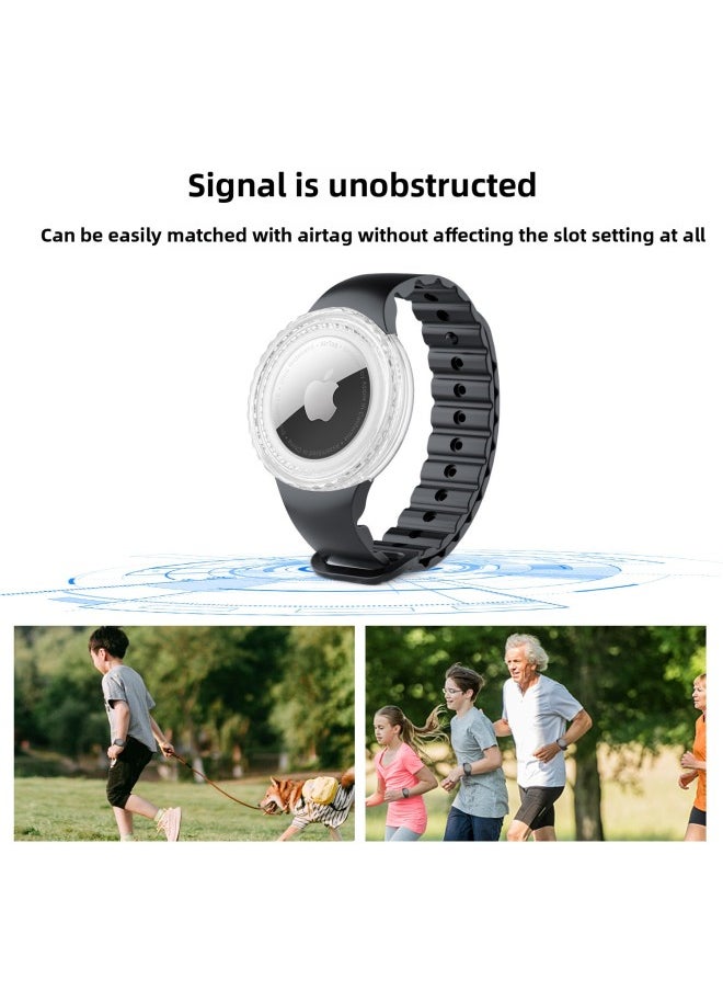 Generic - Applicable Children's Strap Airtag Protective Case Waterproof Adjustable Silicone For Apple Tracker Storage Box Case-Color:Black-Applicable Models:AirTag - Image 1