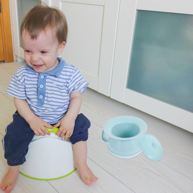 🧸 قصرية أطفال بلاس كية محمولة مع غطاء للاستخدام المنزلي والتخييم والسفر باللون الأزرق - Image 1