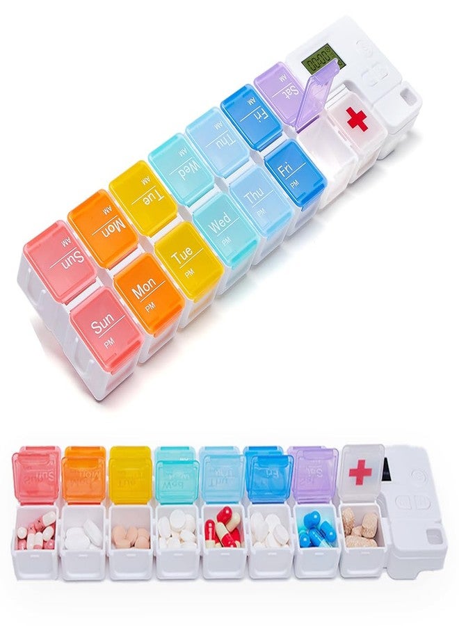 BARTER KINGS Smart Pill Box,15 Day Pill Organizer,4 Alarm Clocks,AM/PM Automatic Alarm Reminder,Hold Vitamins Fish Oil,Supplements,Travel Pill or Pillganizer,Suitable for The Elderly, Children, Office Workers - Image 1