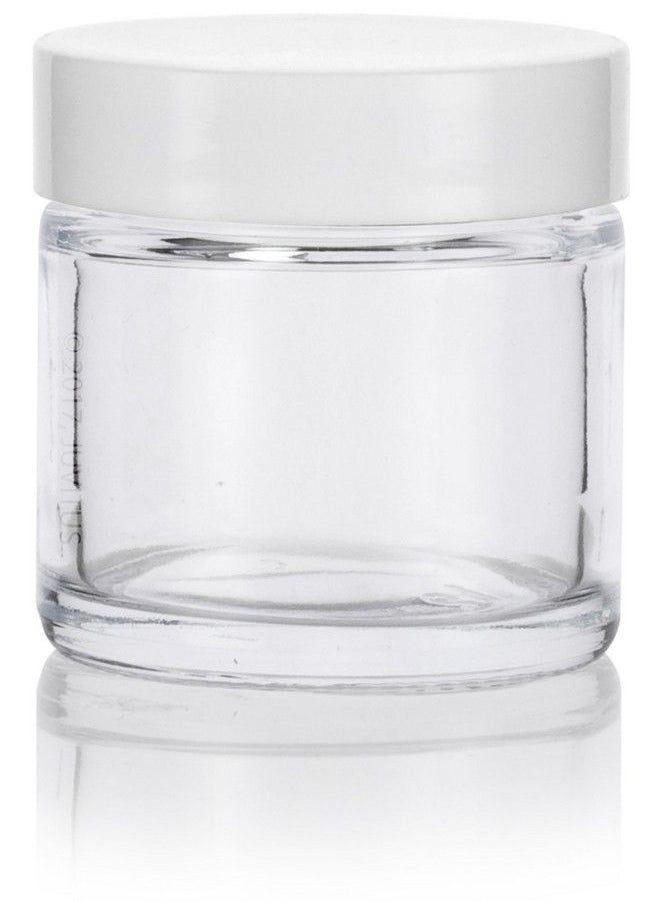JUVITUS Clear Glass Straight Sided Jar With White Smooth Lined Lids 1 Oz / 30 Ml (12 Pack)  - Image 5