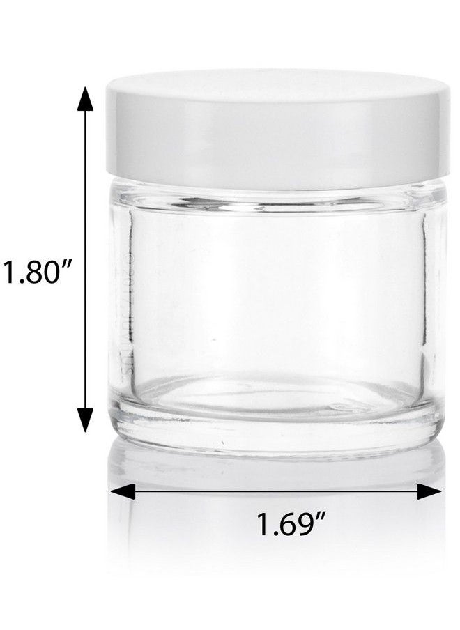 JUVITUS Clear Glass Straight Sided Jar With White Smooth Lined Lids 1 Oz / 30 Ml (12 Pack)  - Image 3