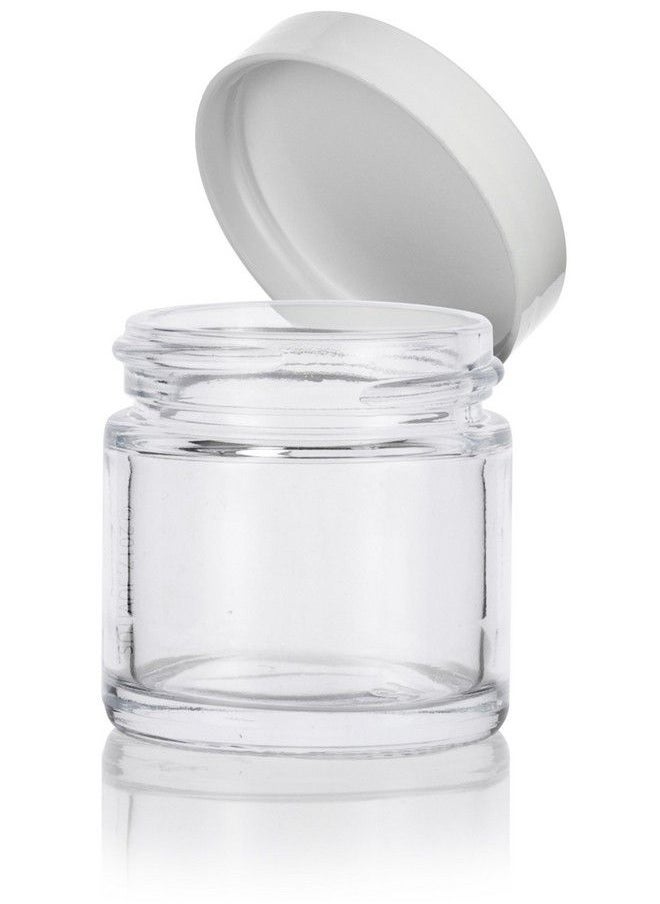 JUVITUS Clear Glass Straight Sided Jar With White Smooth Lined Lids 1 Oz / 30 Ml (12 Pack)  - Image 4