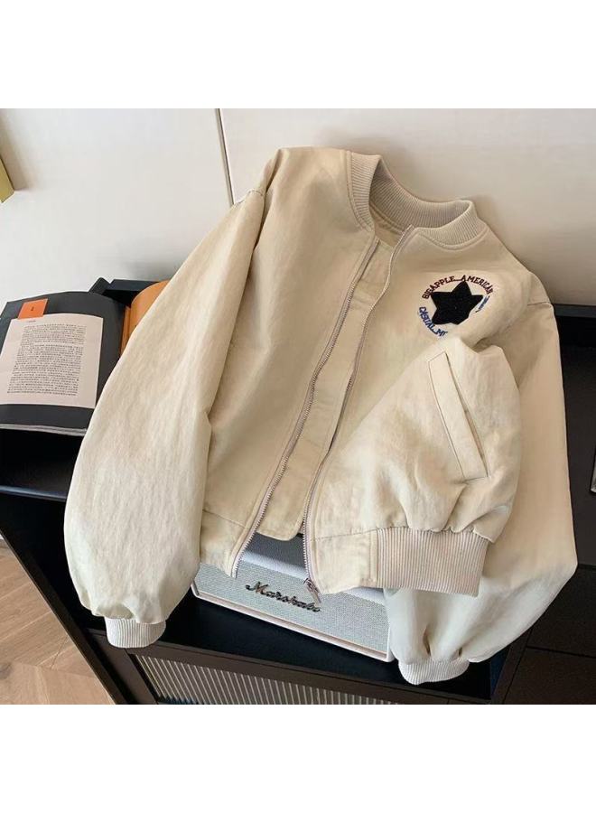 Design Sense Star Letter Bomber Jacket Coat Women's Autumn And Winter Fashion All-match Sports Casual Baseball Suit 