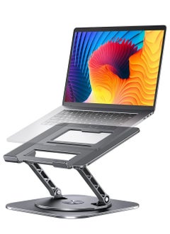 Adjustable Laptop Stand with 360 Degree Rotating Base Foldable Design Practical and Comfortable Compatible with MacBook Pro/Air Notebook up to 16 inch, Grey