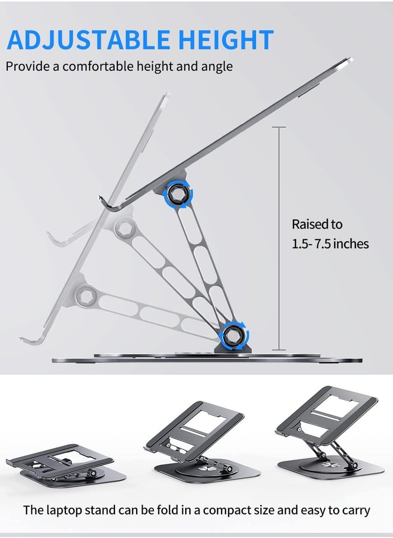 Generic - Adjustable Laptop Stand with 360 Degree Rotating Base Foldable Design Practical and Comfortable Compatible with MacBook Pro/Air Notebook up to 16 inch, Grey - Image 1
