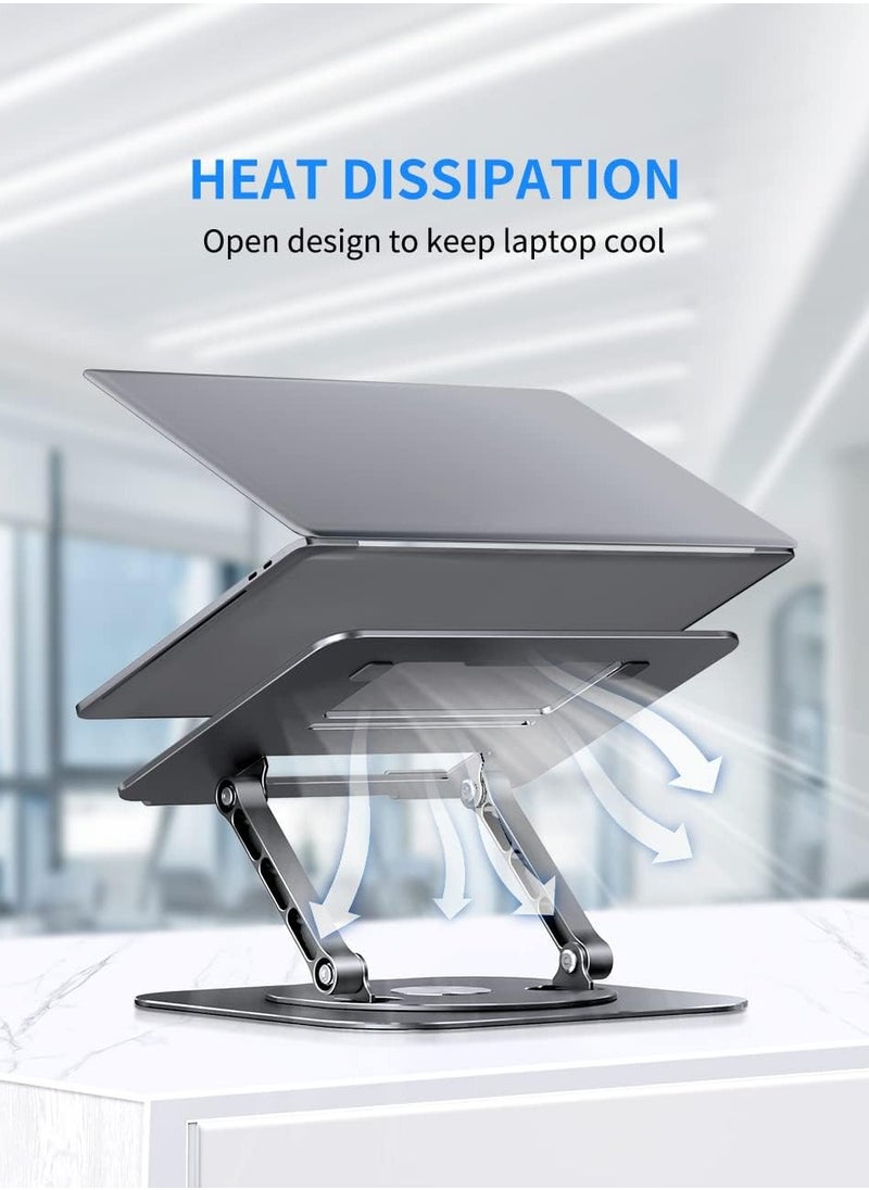Generic - Adjustable Laptop Stand with 360 Degree Rotating Base Foldable Design Practical and Comfortable Compatible with MacBook Pro/Air Notebook up to 16 inch, Grey - Image 1