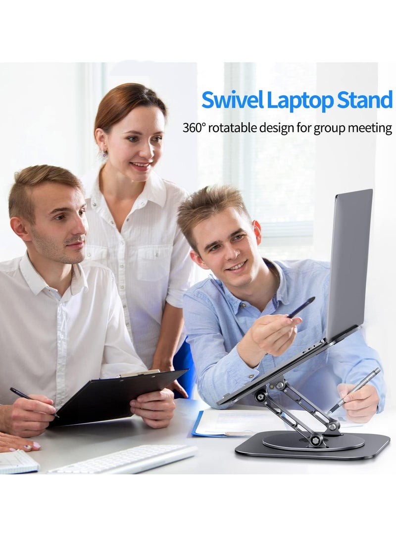 Generic - Adjustable Laptop Stand with 360 Degree Rotating Base Foldable Design Practical and Comfortable Compatible with MacBook Pro/Air Notebook up to 16 inch, Grey - Image 1