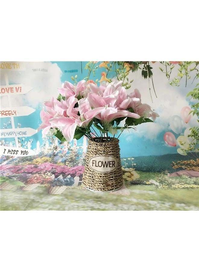 نيبمينينت مزهرية خشبية على شكل سلة زهور بني 7x14سم - Image 1