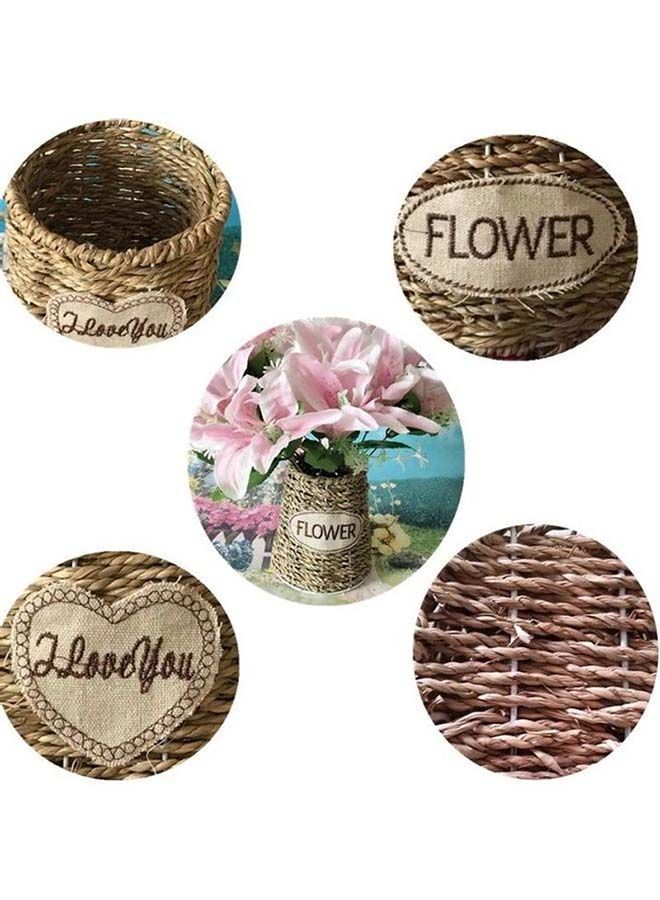 نيبمينينت مزهرية خشبية على شكل سلة زهور بني 7x14سم - Image 2