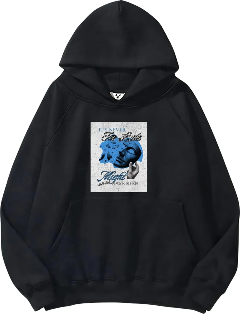 DogFish Women, Men Sweatshirt Oversize Poster Quote 3 Printed Thick Black Lover Sweatshirt