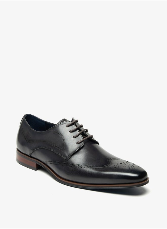 DUCHINI Men's Solid Derby Shoes with Lace-Up Closure  - Image 1