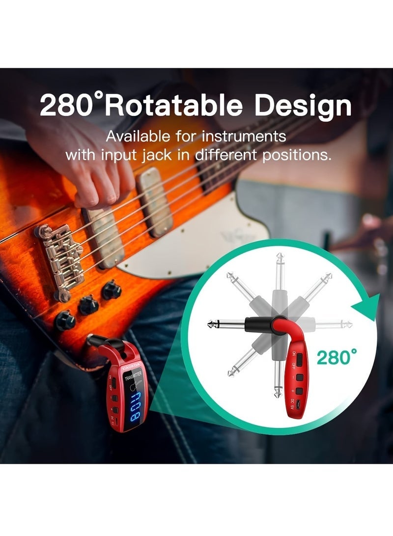 general نظام جيتار لاسلكي قابل لإعادة الشحن مع جهاز إرسال واستقبال جيتار كهربائي (أسود) - Image 4