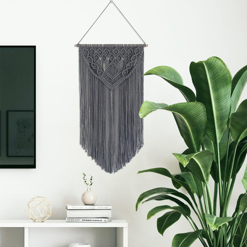Winterdemoon Boho Grey Macrame Wall Hanging