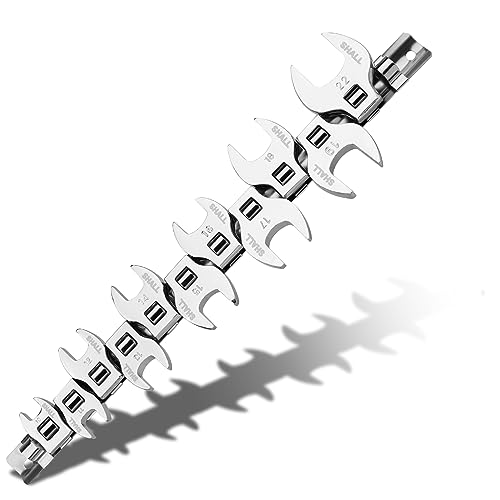 SHALL 3/8" Crows Foot Wrench Set, 11-Piece Metric Crowfoot Wrench Set with Clip-on Organizer, 10-22mm, Tools for Mechanics, Access Fasteners in Tight Spaces - Image 1
