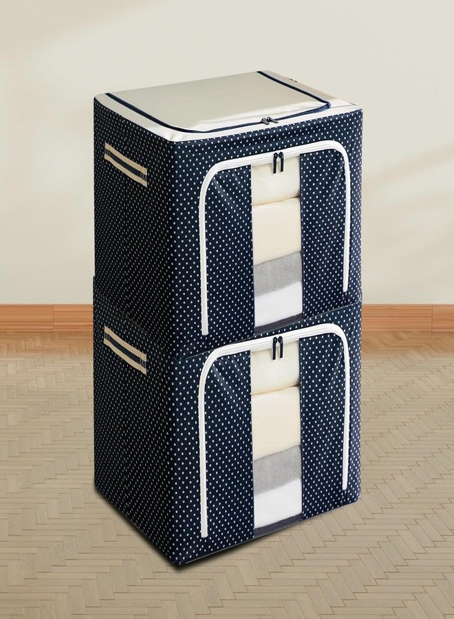 CLICKSY Clothes Storage box for wardrobe- Organisers Storage Box for clothes, foldbable clothes organizer for wardrobe, saree organizer for storage, dress, Almirah, cupboard,steel frame,bedsheets [ 2-pcs ] - Image 1