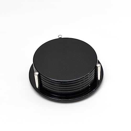Ferro Hyde Coaster Stylish|Round Shape | Mild Steel | Mat Glossy |Coaster Set 6 and 1 Coaster Holder Fit for Tea Cups, Coffee Mugs and Glass (Black) - Image 1