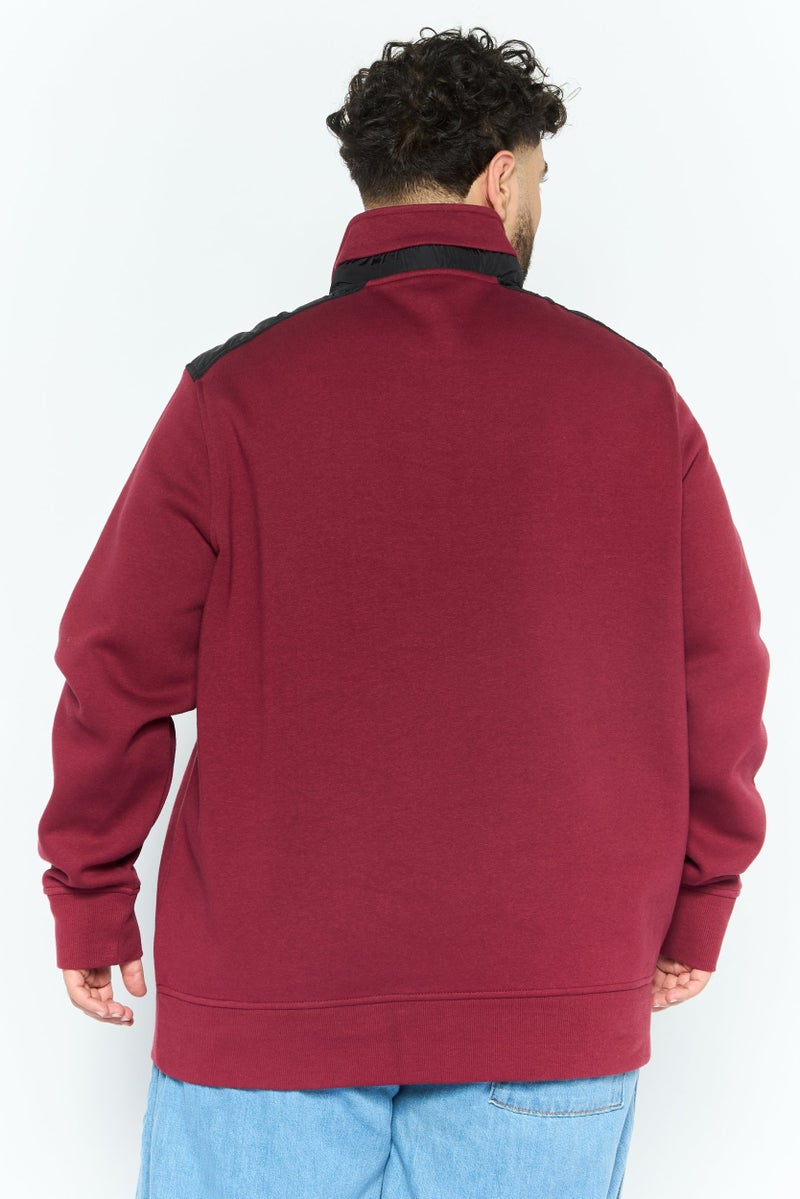 Michael Kors سويت شيرت بأكمام طويلة وياقة مزيفة للرجال بشعار العلامة التجارية، أحمر - Image 3