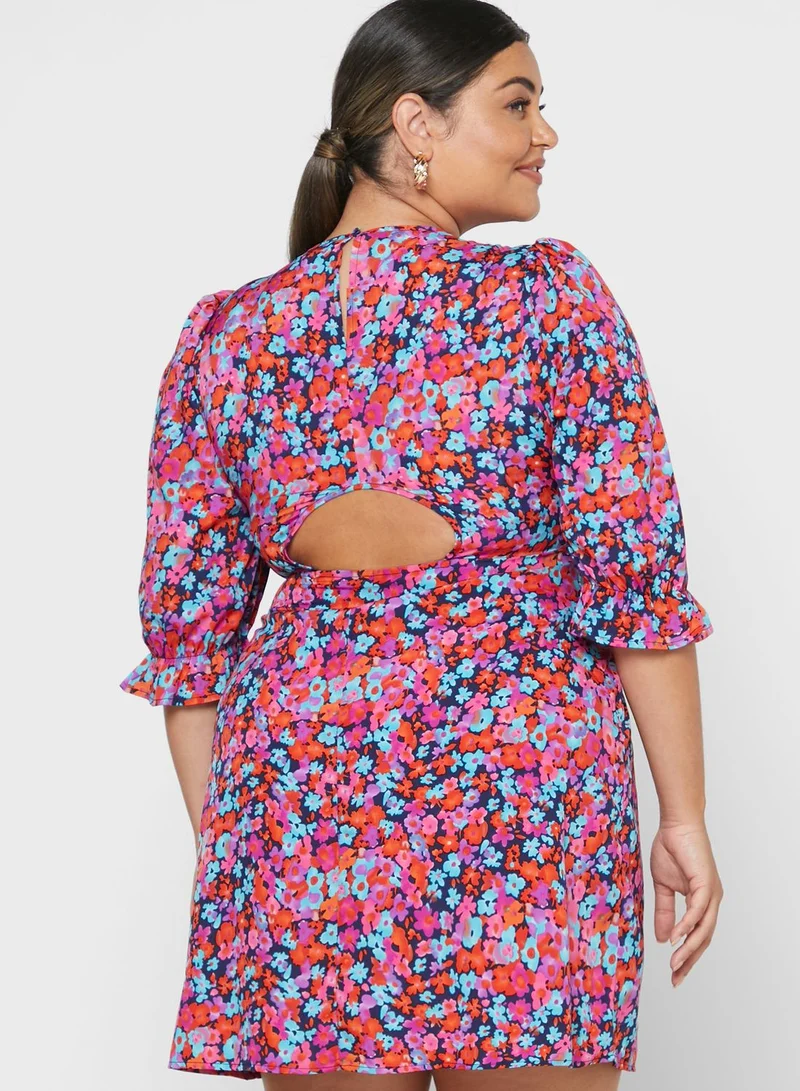 Wednesdays Girl Curve Floral Print Tea Dress