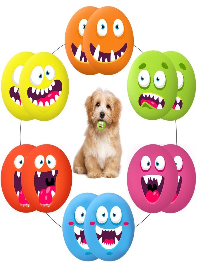 Hungdao 12 Pcs Squeaky Dog Toys Latex Rubber Squeaky Ball Smile Face Emoticon Dog Toys Chewing Interactive Ball Bulk Puppy Lovers Gift for Small Medium Pets Doggie Training (Novelty Style) - Image 1