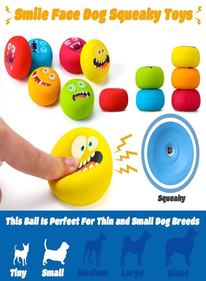 Hungdao 12 Pcs Squeaky Dog Toys Latex Rubber Squeaky Ball Smile Face Emoticon Dog Toys Chewing Interactive Ball Bulk Puppy Lovers Gift for Small Medium Pets Doggie Training (Novelty Style) - Image 3