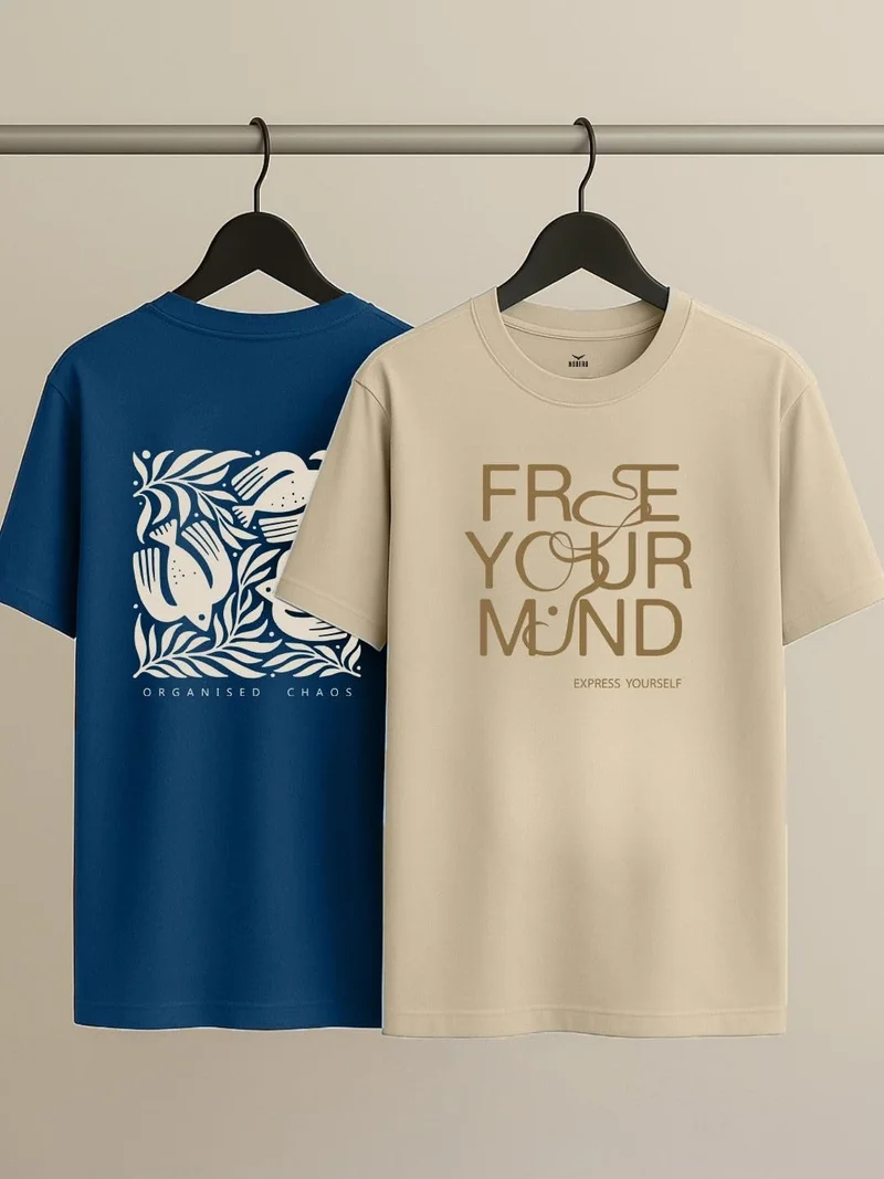 NOBERO  Men's Graphic Print Oversized T-Shirt for Men | Best Price UAE