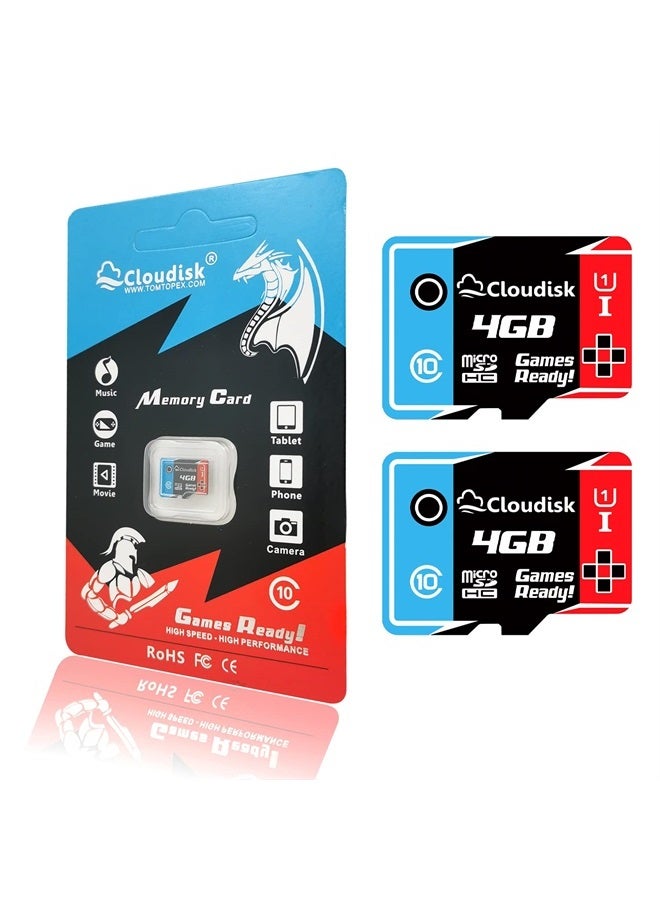 Cloudisk 2Pack Micro SD Card 4GB U1 Class 10 Micro SDHC High Speed Memory Card Optimized for Gaming, Cell Phone, Camera, Tablets and Drones  - Image 1