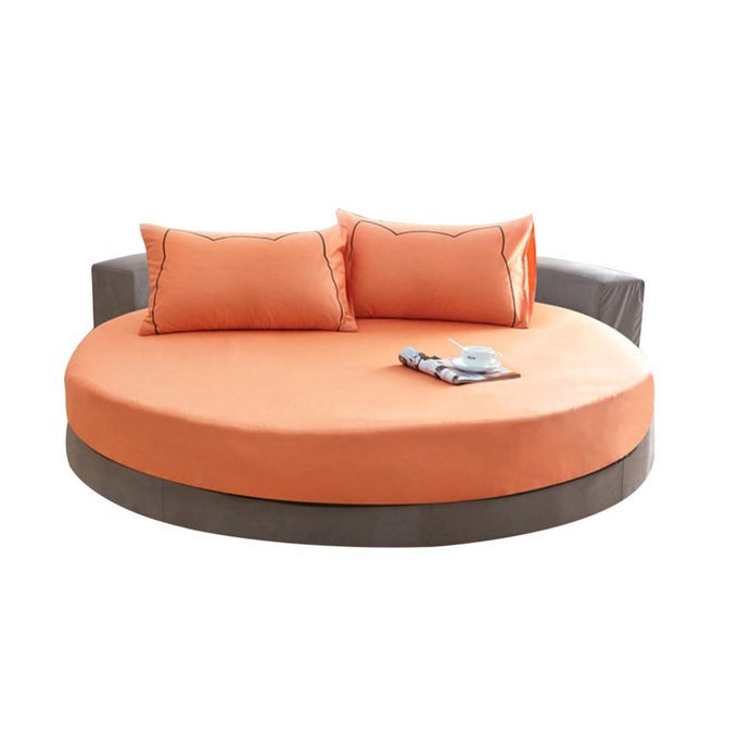 BED SHEET SET SOLID COLOR PURE COTTON ROUND FITTED SHEET BED COVER MATTRESS TOPPER 200220CM WEDDING HOUSEWARMING GIFT ORANGE DIAMETER 200CM FITTED SHEET