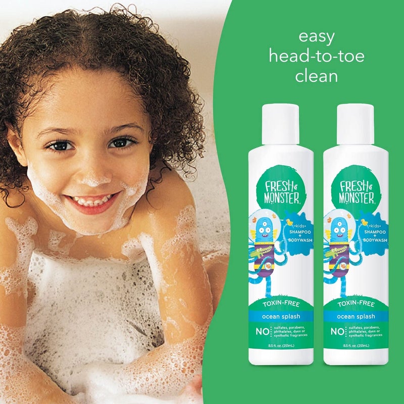 Fresh Monster 2-In-1 Natural Shampoo & Body Wash For Kids  Toxin-Free  Hypoallergenic  Ocean Splash (2 Pack  8.5Oz/Each) - Image 5