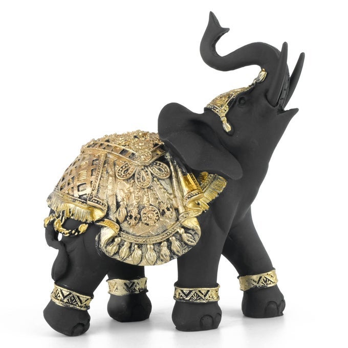 Lucky Elephant Statue Feng Shui Decor 55 Inch Small Home Decoration Black