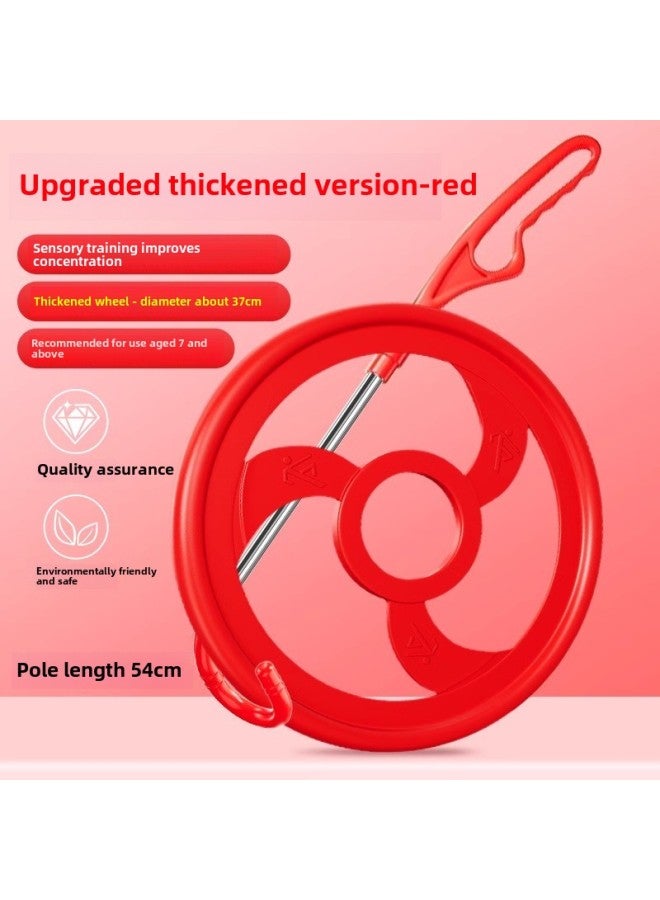 Iron Ring Rolling Iron Ring Push Iron Ring Children's Primary School Kindergarten Iron Ring Hand Push Bold Round 80 Nostalgic Toys-Specifications:Fixed Rod♥Large - Red✅Recommended For Ages 7 And Above  - Image 1