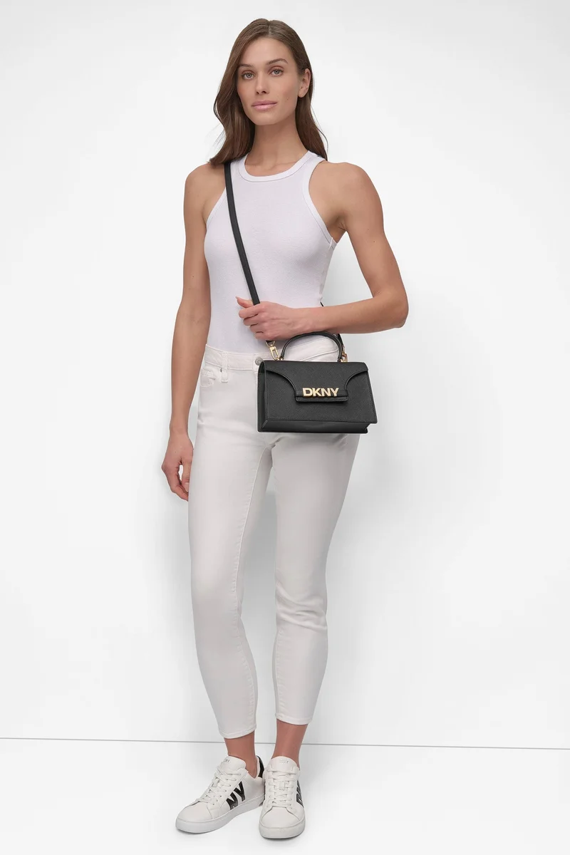 DKNY Black Avril Top handle Medium Flap Crossbody for Women | Best Price UAE