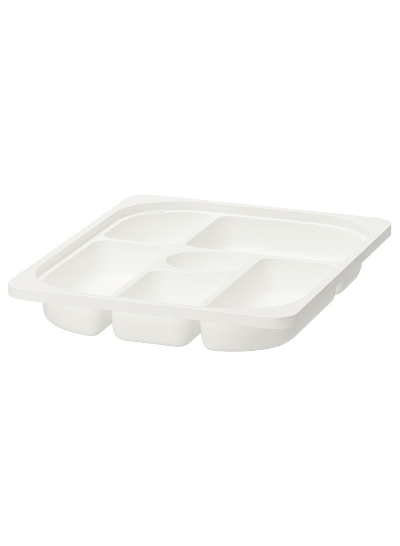 Storage tray with compartments white 42x30x5 cm