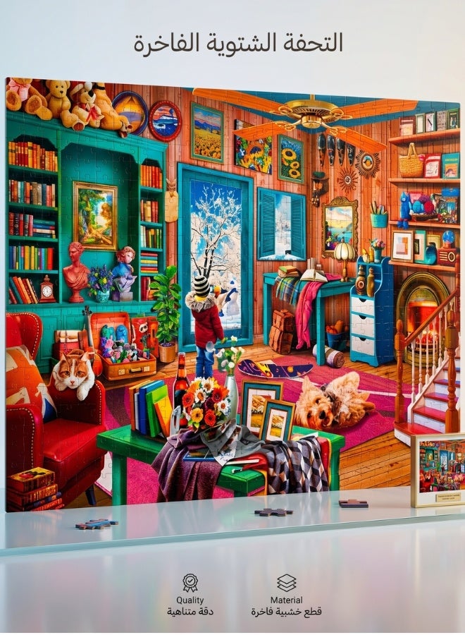 1000-Piece Winter Wonderland Cabin Jigsaw Puzzle - Image 1