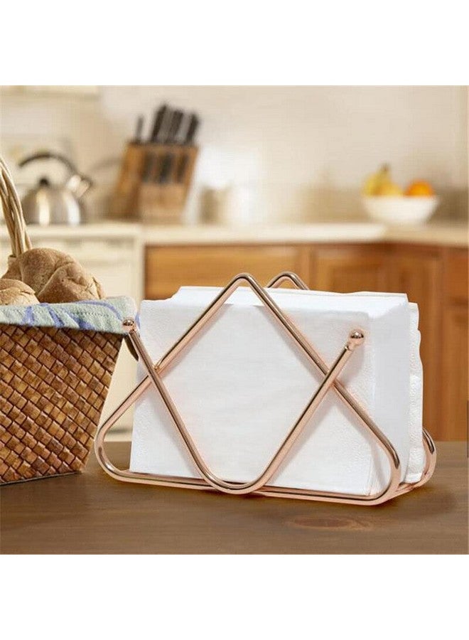 CentraLit حامل المناديل CentraLit لطاولة الطعام - حامل ورق المناديل للمطبخ، الطاولة، ديكور المنزل، المكتب، المطعم، منظم موزع المناديل لطاولات العشاء، المطبخ (ذهبي وردي) - Image 2