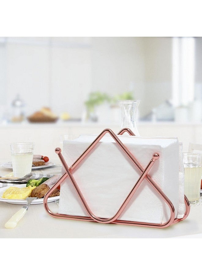 CentraLit حامل المناديل CentraLit لطاولة الطعام - حامل ورق المناديل للمطبخ، الطاولة، ديكور المنزل، المكتب، المطعم، منظم موزع المناديل لطاولات العشاء، المطبخ (ذهبي وردي) - Image 1