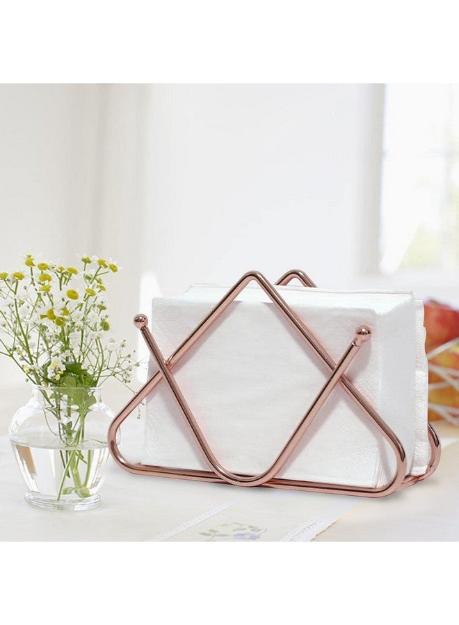 CentraLit حامل المناديل CentraLit لطاولة الطعام - حامل ورق المناديل للمطبخ، الطاولة، ديكور المنزل، المكتب، المطعم، منظم موزع المناديل لطاولات العشاء، المطبخ (ذهبي وردي) - Image 5