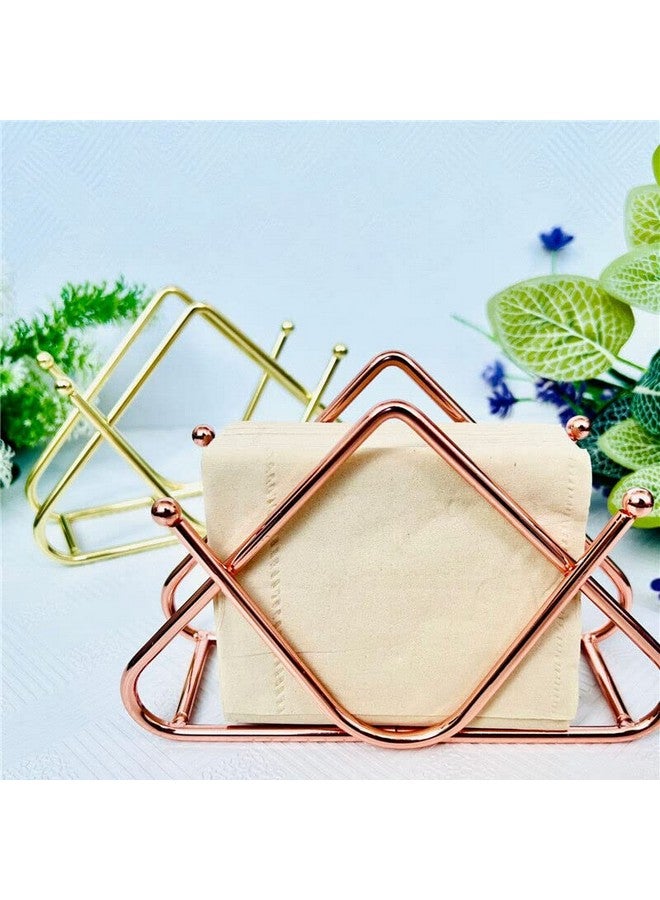 CentraLit حامل المناديل CentraLit لطاولة الطعام - حامل ورق المناديل للمطبخ، الطاولة، ديكور المنزل، المكتب، المطعم، منظم موزع المناديل لطاولات العشاء، المطبخ (ذهبي وردي) - Image 4