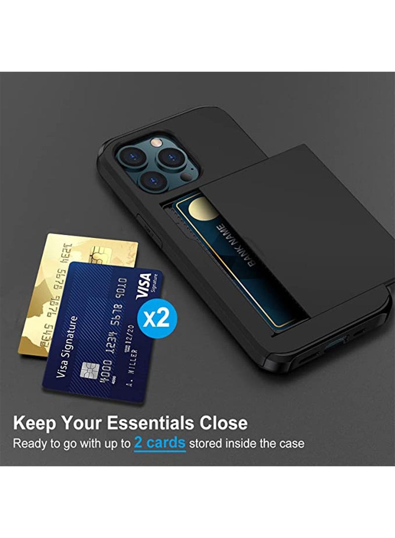 TEAM LUXURY iPhone 14 Pro Max Wallet Case with Credit Card Holders Slots Dual Layer Shockproof Hard PC Soft TPU Slide Flip Protective Case for iPhone 14 Pro Max 6.7 Inch,iphone 14 Pro Max Cover  - Image 2